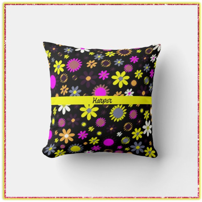 Mod Black Floral Cushion (Creator Uploaded)