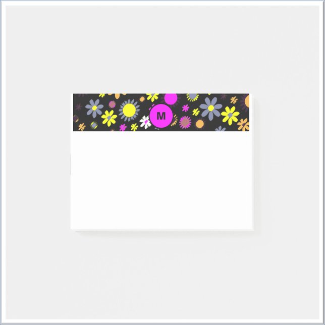 Mod Black Floral Post-it Notes (Creator Uploaded)