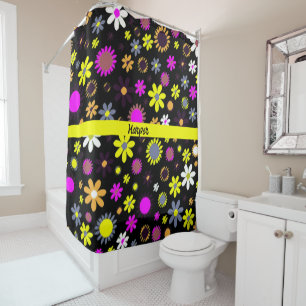 Mod Black Floral Shower Curtain