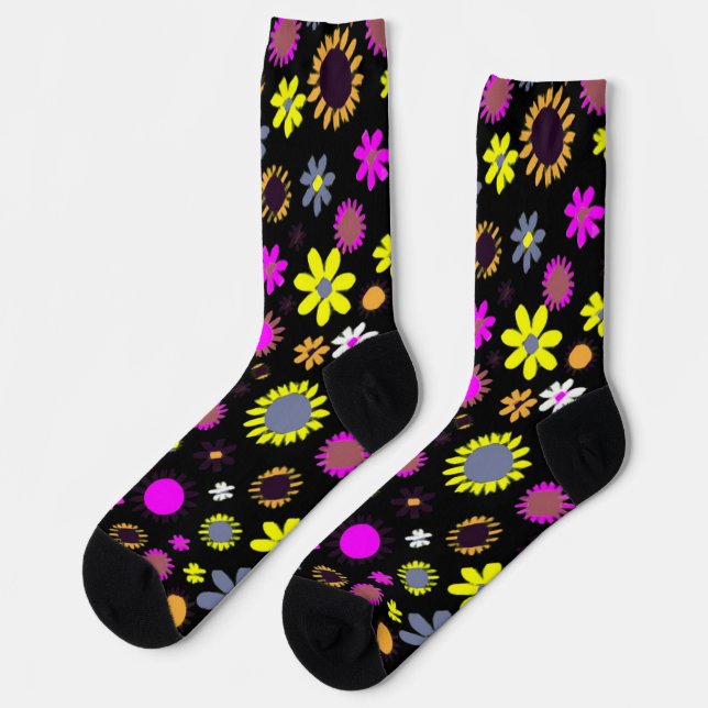 Mod Black Floral Socks (Left)