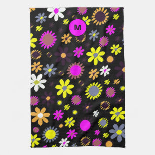 Mod Black Floral Tea Towel