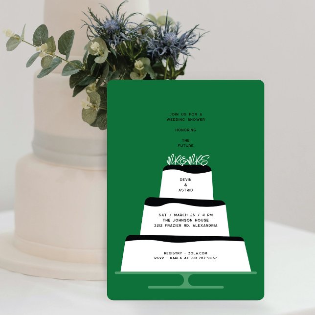 Mod Black Iced Wedding Cake Couple's Shower Invitation (Creator Uploaded)