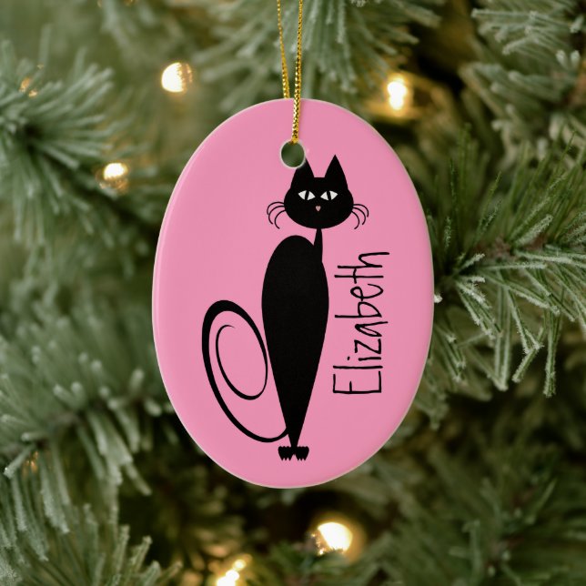 Mod Black Kitty Ornament (Tree)
