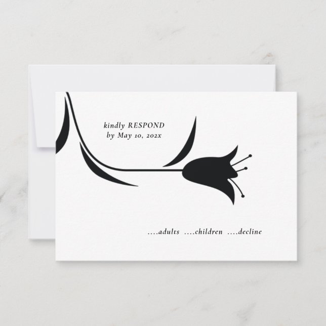MOD BLACK TULIP WEDDING RSVP CARD (Front)