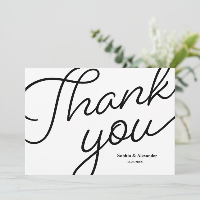 Mod black white Script Wedding Thank you (Standing Front)