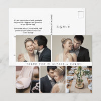 Mod Black White Wedding Photo Grid Heart thank yo