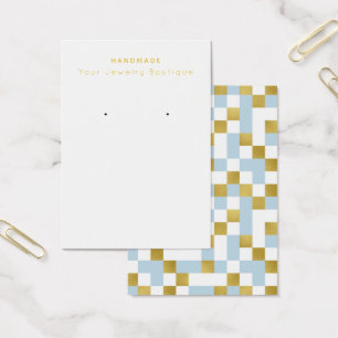 Mod Blue Gold Chequerboard Earring Display Cards