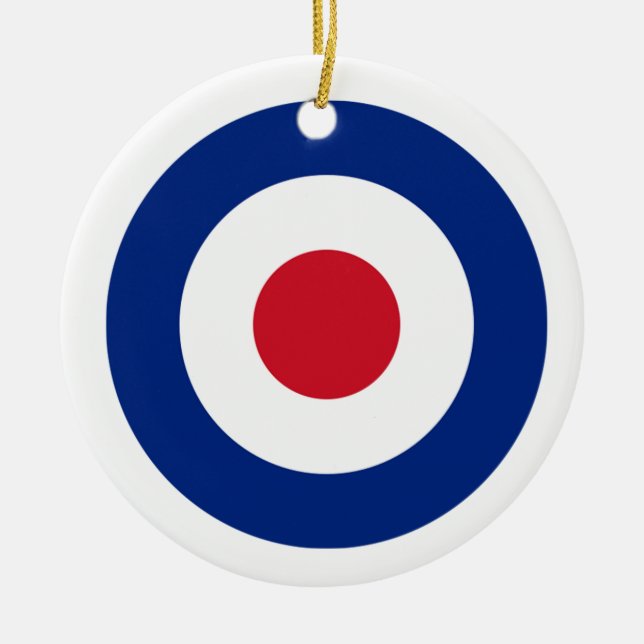 MOD Blue Red and White Ceramic Ornament | MOD Gift (Front)