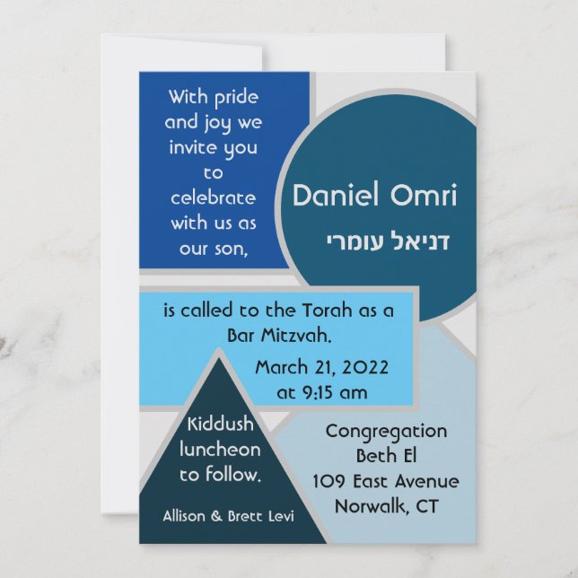 Mod Blue Shapes Invitation (Front)