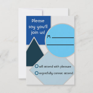 Mod Blue Shapes RSVP Card