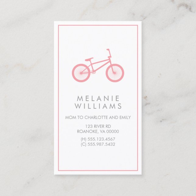 Mod Blush Pink Bicycle Calling Card (Front)