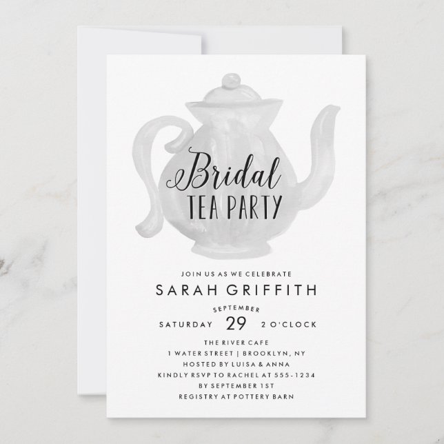 Mod Bridal Shower Tea Party Neutral Invitation (Front)