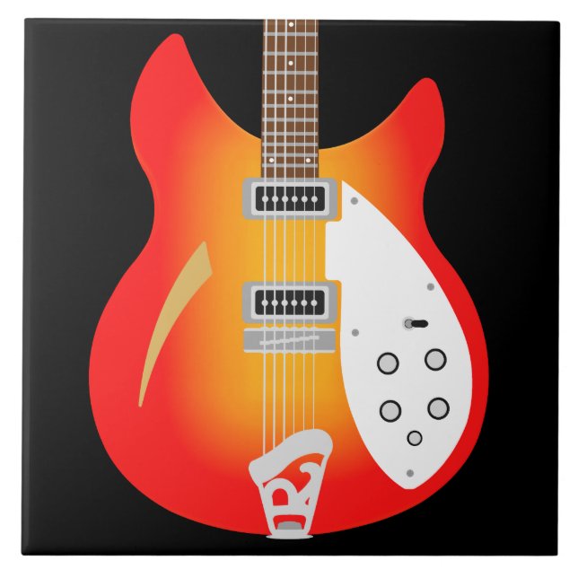 Mod Brit Pop Art Ricky Guitar Ceramic Tile (Front)