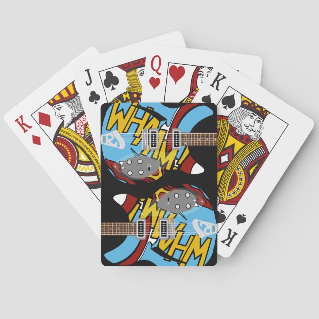 Mod Brit Pop Art Whaam Guitar Playing Cards (Back)
