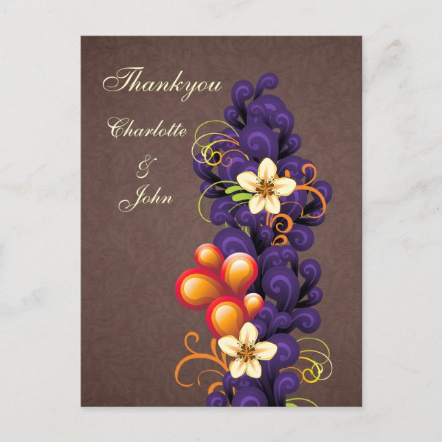 mod brown purple Thank You Cards (Front)