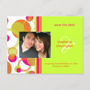 Mod bubbles, Save the Date Photo postcards, Announcement Postcard