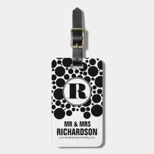 Mod BW Bubble Mr and Mrs Monogram Luggage Tag