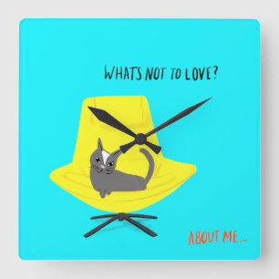 Mod Cats - What's Not to Love? Square Wall Clock