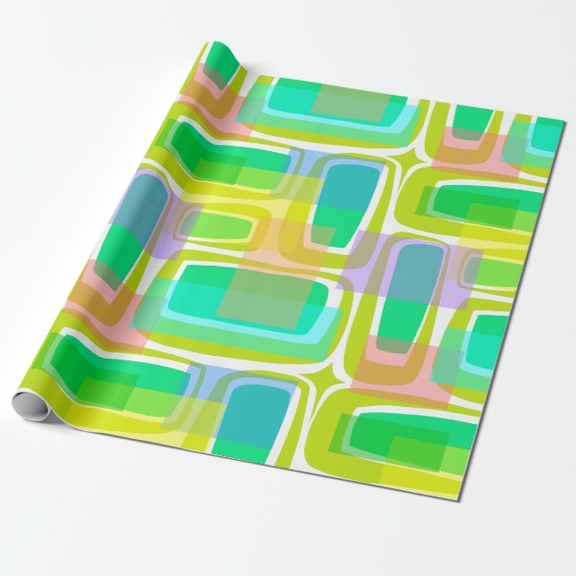 Mod Century Pastel Wrapping Paper (Unrolled)