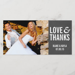Mod Chalkboard Wedding Thank You Photocard Card