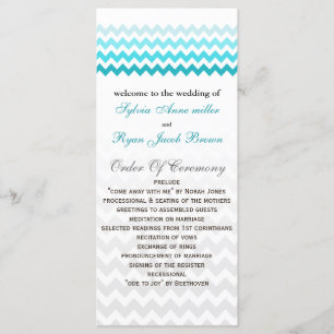 Mod chevron aqua Ombre Wedding program