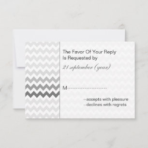 Mod chevron grey  Ombre wedding rsvp 3.5 x 5 Card