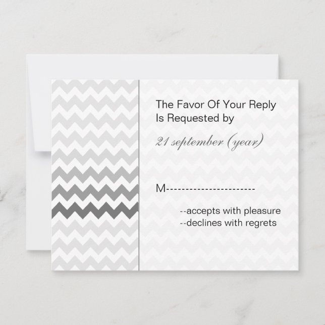 Mod chevron grey  Ombre wedding rsvp Card (Front)