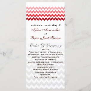 Mod chevron red Ombre Wedding program