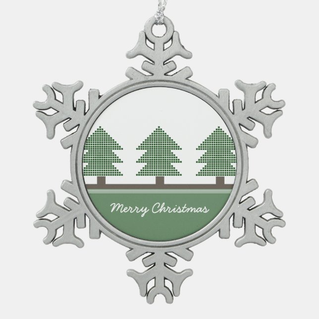 Mod Christmas Trees Holiday Ornament (Front)