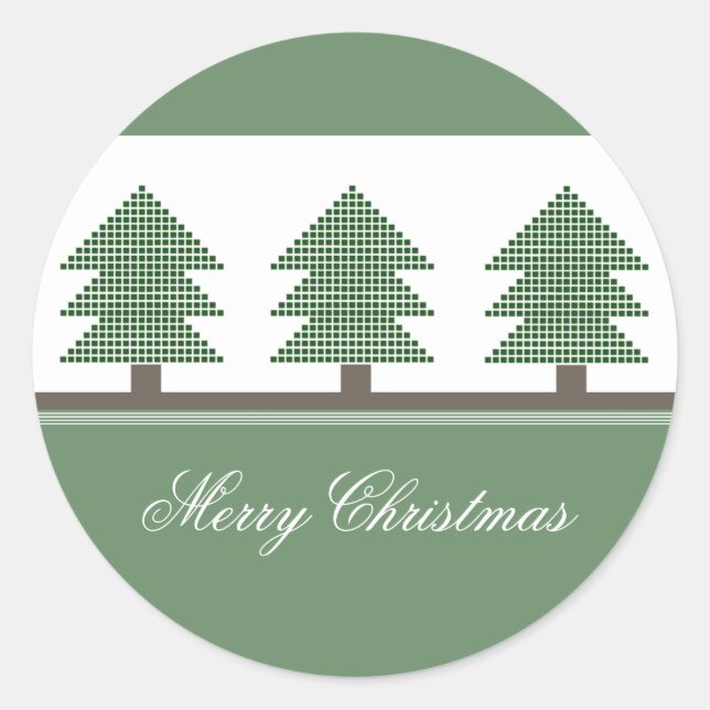 Mod Christmas Trees Holiday Stickers (Front)