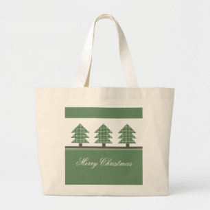 Mod Christmas Trees Holiday Totebag Large Tote Bag