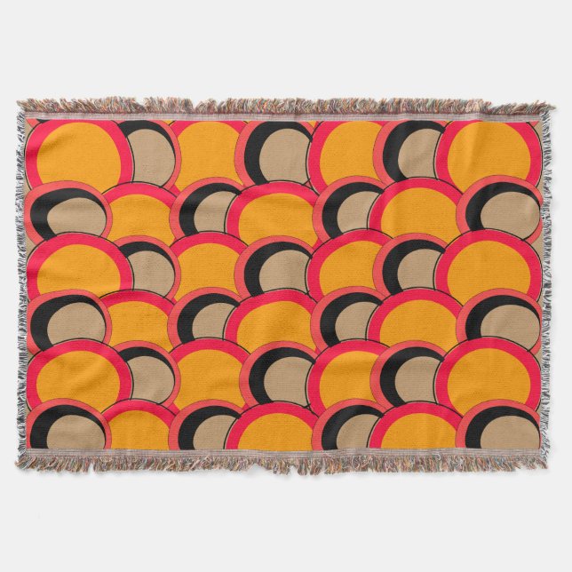 Mod Circles Orange Throw Blanket (Front)