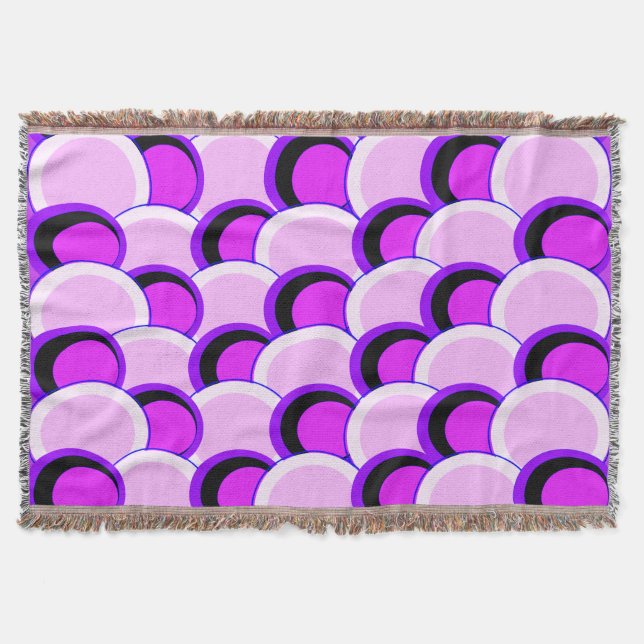 Mod Circles Pink and Purple Throw Blanket (Front)