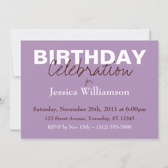 Mod Colour Purple Birthday Invitations (Front)