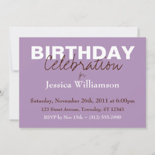 Mod Colour Purple Birthday Invitations