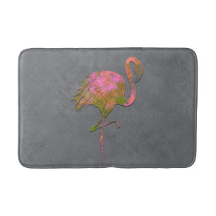 Mod Colourful Summer Flamingo Chic Modern Grey Bath Mat