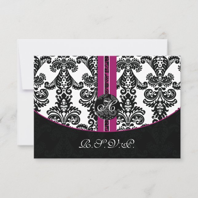mod damask pink rsvp cards standard 3.5 x 5 (Front)