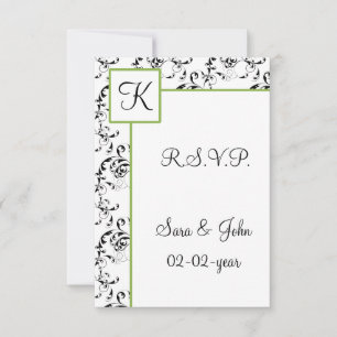 mod damask wedding R.S.V.P standard 3.5 x 5 RSVP Card