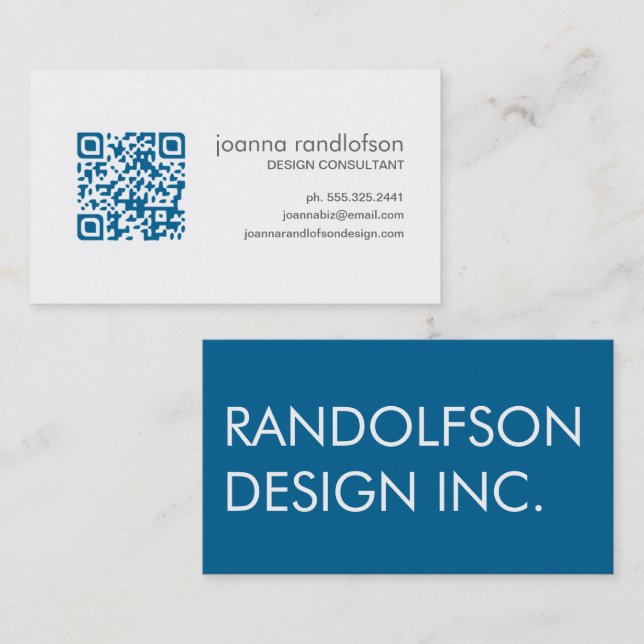 Mod Dark Blue QR CODE Business Card (Front/Back)