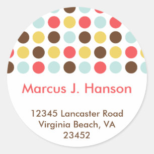 Mod dots retro chic custom circle address label