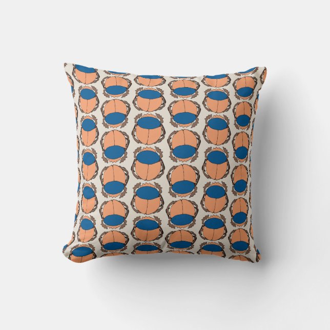 Mod Egyptian Scarab Motif Pattern Throw Pillow (Front)