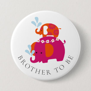 Mod Elephant Baby Shower Brother to Be 7.5 Cm Round Badge