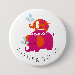 Mod Elephant Baby Shower Father to Be 7.5 Cm Round Badge