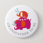 Mod Elephant Baby Shower Grandfather to Be 7.5 Cm Round Badge<br><div class="desc">Cute mod elephant in pink & orange button for grandfather to be.</div>
