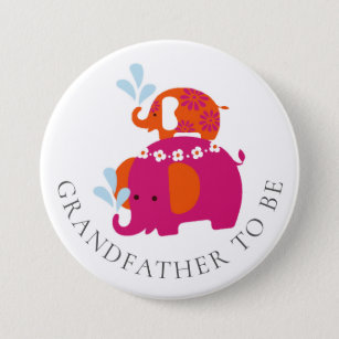 Mod Elephant Baby Shower Grandfather to Be 7.5 Cm Round Badge