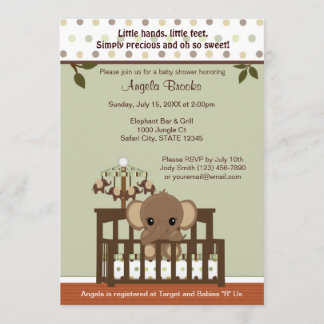 Mod ELEPHANT Baby Shower Invitation KME-G green