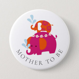 Mod Elephant Baby Shower Mother to Be 7.5 Cm Round Badge