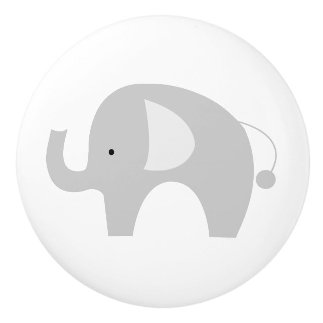 Mod Elephant Ceramic Knob - White (Front)