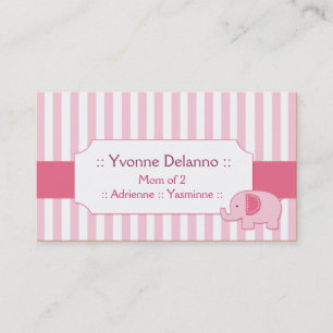 Mod Elephant Trendy Stripe Mummy Calling Card
