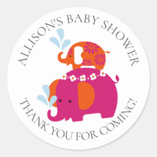 Mod Elephants Baby Shower Sticker